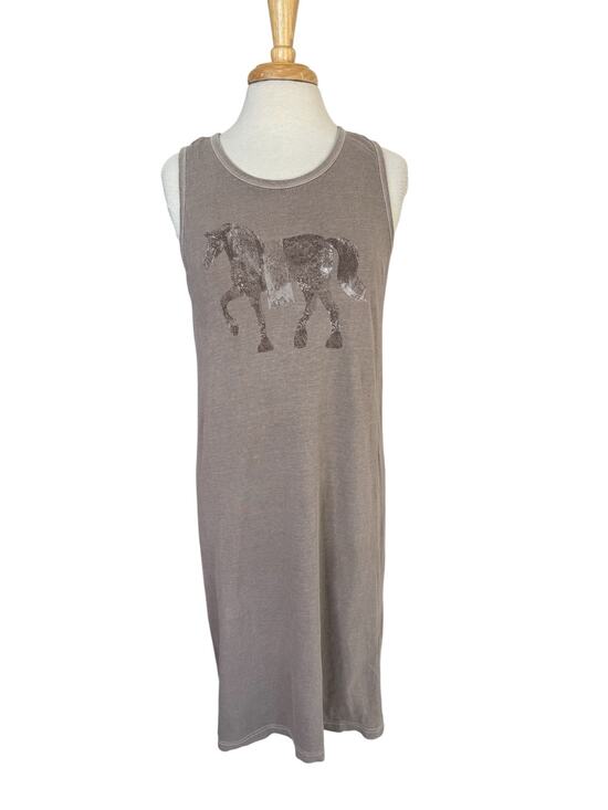Earth Creations Dresses & Skirts - EARTH CREATION Horse Print Brown Cotton Tank Dress SZ Medium Organic Made in USA